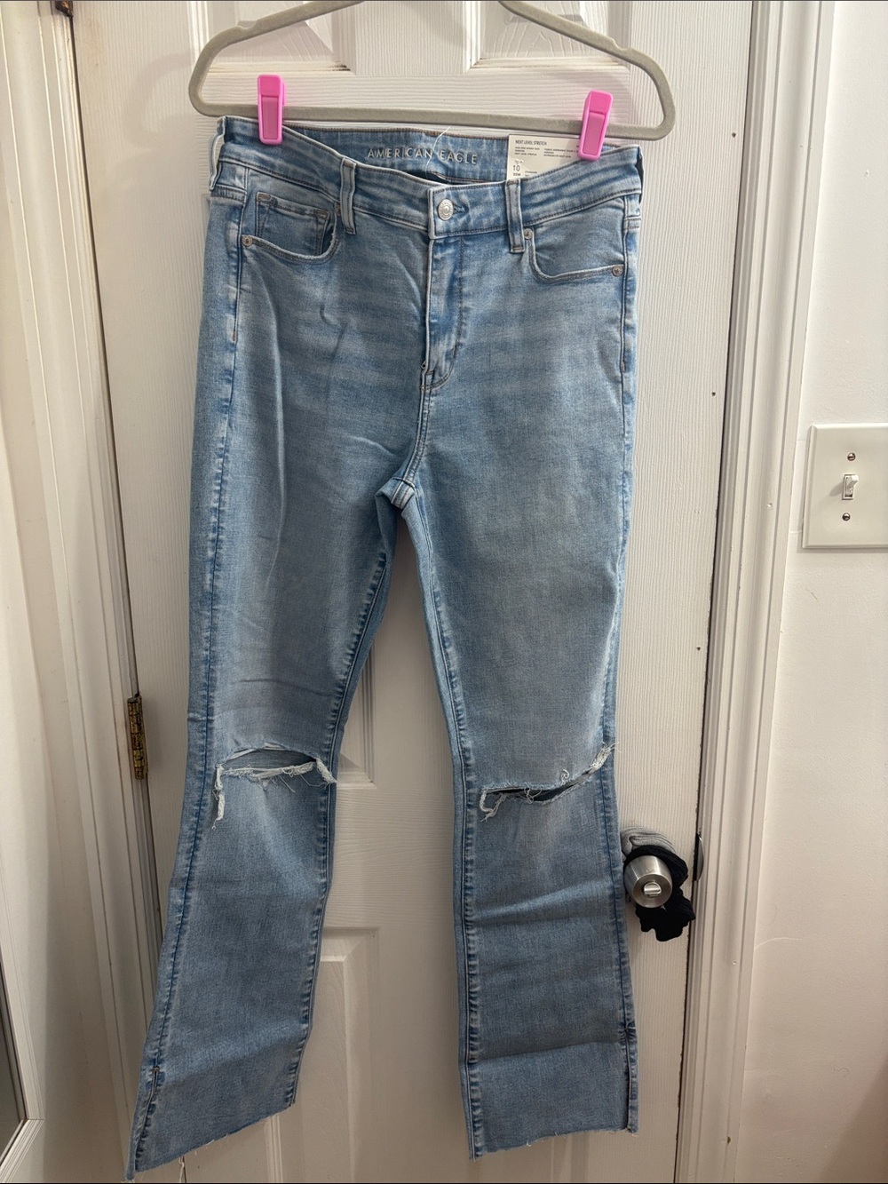 American Eagle Outfitters Light Blue Ripped Flare Jeans